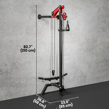 Soozier Wall Mount Cable Station, 16 Positions Adjustable Pulley Machine, Cable Crossover Machine with Lat Pulldown Bar