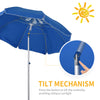 Arc. 6.4ft Beach Umbrella with Aluminum Pole Pointed Design Adjustable Tilt Carry Bag for Outdoor Patio Blue