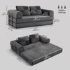 5-in-1 Convertible Sofa Bed, L-Shaped Loveseat Reversible Sleeper Sofa with 2 Pillows, Dark Grey
