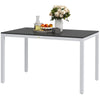 Outdoor Dining Table for 4-6 with Easy Maintenance Slatted Top, Rust-Resistant Aluminium Frame, Black