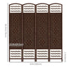 4 Panel Folding Room Divider, Portable Privacy Screen, Wave Fiber Room Partition for Home Office, White, Brown