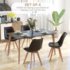 Modern Dining Table Chairs Set of 4, Rubber Wood Kitchen Table Chairs with PU Leather Cushion for Living Room, Bedroom, Black