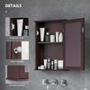 Bathroom Mirror Cabinet, Wall Mounted Medicine Cabinet with Door and Shelves, Dark Brown