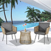3 Piece Outdoor Patio Bistro Set, Wicker Rattan Furniture with Metal Legs for Garden, Backyard, Coffee and Light Grey