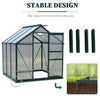 6.2' x 6.3' x 6.6' Clear Polycarbonate Greenhouse Large Walk-In Green House Garden Plants Grow Galvanized Base Aluminium Frame w/ Slide Door