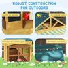 Qaba Wooden Foldable Outdoor Playhouse for Kids Ages 3-8, Snack Bars, Working Door, Rain Covers, Blackboards, Brown
