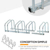 Soozier 4-Bike Bicycle Floor Parking Rack Cycling Storage Stand Garage Organizer for Indoor and Outdoor Use, Silver