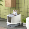 Enclosed Cat Litter Box with Lid, Scoop, Top Entry, Deodorization Bags, Drawer Type Cat Litter Tray, Easy to Clean, Grey
