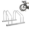 2-Bike Adjustable Bike Rack, Steel Bike Stand, Ground Mount Garage Organizer for Indoor and Outdoor Use, Silver