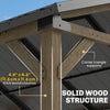 13' x 11' Hardtop Gazebo Canopy with Galvanised Metal Roof, Fir Wood Frame and Central Hook for Patio, Black Grey