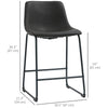 Counter Height Bar Stools Set of 2, Vintage PU Leather Bar Chairs, Kitchen Stool with Footrest, Dark Brown