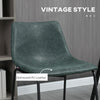 Counter Height Bar Stools Set of 2, Vintage PU Leather Bar Chairs, Kitchen Stool with Footrest for Home Bar Green