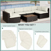 Outdoor 14pc Patio Rattan Sofa Set Cushion Polyester Cover Replacement Set - No Cushion Included, Cream White