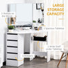 Corner Dressing Table, Makeup Desk with 3-piece Mirror and 5 Drawers, White
