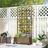 Wooden Planter with Trellis, Raised Garden Bed with Wheels, Drainage Holes for Climbing Plants, Flowers, Brown