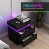 Nightstand Set of 2, End Side Tables with LED Lights, Bedside Tables with 2 Drawers, for Bedroom, Black
