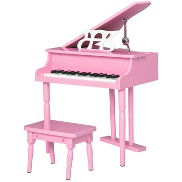 Modern Kids Piano, 30 Keys, Set of 2, Mini Toy for Child, Grand Piano with Music Stand and Bench, Ideal Gift, Pink