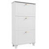 Narrow Shoe Storage with 3 Flip Drawers and Adjustable Shelves, Shoe Cabinet Organizer for 12 Pairs of Shoes, White