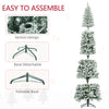 9ft Pencil Christmas Tree, Flocked Tree with 1277 Branch Tips and Metal Base for Home, Indoor, Holiday