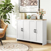 Modern Sideboard Buffet Cabinet, Modern Kitchen Storage Cabinet with 4 Doors Adjustable Shelves, for Dining Room, White
