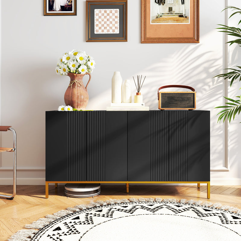 Sideboard Storage Cabinet with Adjustable Shelves, Soft-Close Doors, Kitchen Buffet Cabinet for Dining Room, Black