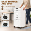 File Cabinet on Wheels Mobile Printer Stand with 5 Drawers for Home Office White