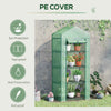 Portable Greenhouse, Outdoor Hot House Plant Flower Greenhouse with 4 Tier Shelves, Steel Frame, PE Cover, Dark Green