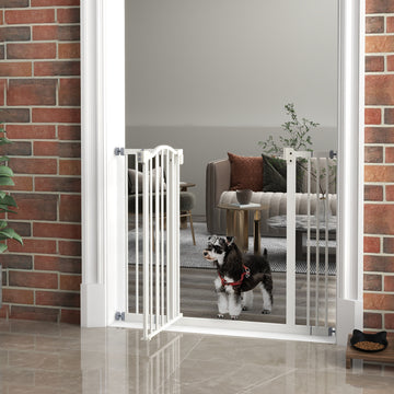 Extra Tall Dog Gate with Door, Pressure Fit, Auto Close, Double Locking for Doorways Hallways Stairs, 29