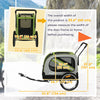 Dog Bike Trailer, 2-in-1 Dog Wagon Pet Stroller for Travel with Universal Wheel Reflectors Flag, Green
