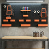 33 Piece Metal Pegboard Panels, Peg Board with 16 Hooks, Bins and Racks, Black and Orange