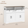 Sideboard, Buffet Cabinet with 4 Barn Doors and 3 Drawers, Coffee Bar Cabinet with Adjustable Shelves