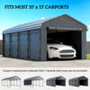 Carport Replacement Canopy Cover Sidewalls for 10' x 15' Carport, UPF50+ Waterproof Garage Car Shelter Tarp, Dark Grey