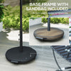 10' x 10' Round Market Umbrella with Base and Sandbag, Patio Umbrella with Crank Handle and Tilt, Blue