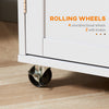 Rolling Kitchen Island with Storage, Kitchen Cart with Rubber Wood Top, Adjustable Shelf, Towel Rack, Hooks and Storage Drawers, White