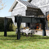 10' x 13' Pergola with Retractable Canopy and Curtains, UPF30+ Sun Shade Shelter for Grill, Garden, Backyard, Deck, Dark Grey