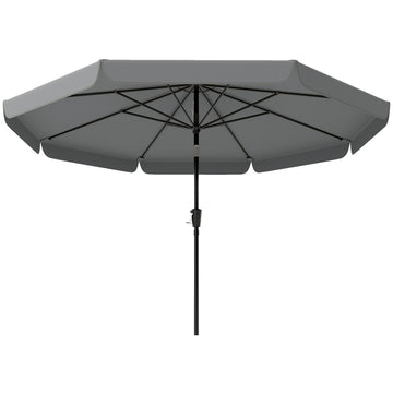 10 ft Patio Umbrella with Push Button Tilt and Crank, Outdoor Market Table Umbrella Parasol, Dark Grey