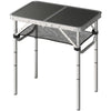 2ft Folding Camping Table, Picnic Table with Mesh Storage Layer, 4 Adjustable Heights and Carrying Handle, Black