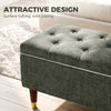 Storage Ottoman Bench, Linen-Look Upholstered Seat, 264 LBS Capacity, End of Bed Bench, Green