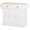 Kitchen Island with Storage Rolling Kitchen Serving Cart with Rubber Wood Top Towel Rack Storage Drawer Cabinet