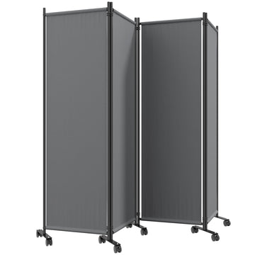 Folding Room Divider with Castor Wheels, Rolling Privacy Screen for Home Office Bedroom, 5.6ft Tall