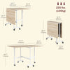 Six-Seater Drop-Leaf Dining Table with Wheels, White