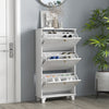Narrow Shoe Storage with 3 Flip Drawers and Adjustable Shelves, Shoe Cabinet Organizer for 12 Pairs of Shoes, White