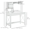 Computer Desk with Hutch, Home Office Table with Storage Shelves and Open Compartments for Writing, Work, White