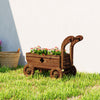 Wagon Flower Planter Cart with Wheels, Garden Wagon with Handle for Outdoor Patio Yard, Carbonized