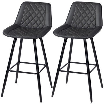 PU Leather Counter Height Bar Chairs Set of 2, 27.75