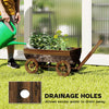 Wooden Wagon Planter Box, Mobile Garden Planter with 4 Wheels, Small Wheelbarrow Wagon Flower Cart with Drainage Holes