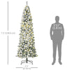 7.5ft Christmas Tree Artificial Snow Flocked Christmas Tree with Warm White LED Light, Holiday Home Xmas Decoration, Green White