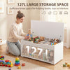 39.4 Inches Storage Chest, Storage Trunk with 2 Safety Hinges for Living Room, White Wood Grain