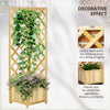 Raised Garden Bed Wood Planter with Trellis for Vine Climbing, 16