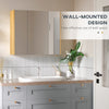 Wall Mounted Medicine Cabinet with Mirror Wall Mirror Cabinet with 3 Doors and Adjustable Storage Shelves Gray